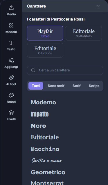 The Font drawer in Studio: the brand fonts for title, subtitle and quote at the top, the full list below